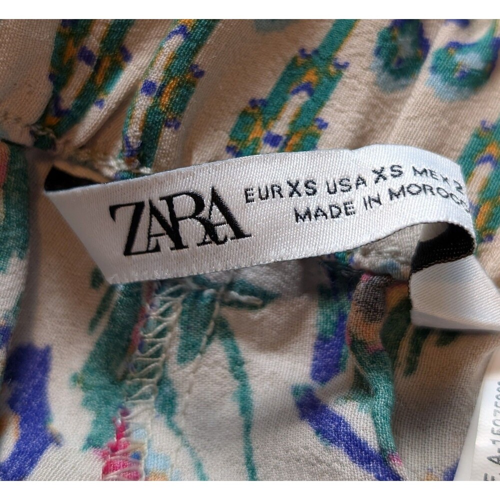 ZARA Size XS Flared Pants Boho Print High Waist Festival Palazzo Eclectic - Picture 5 of 8